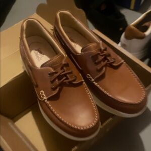 Samuel Hubbard Men's 12 W Brown Leather Boat Shoes with Vibram Soles